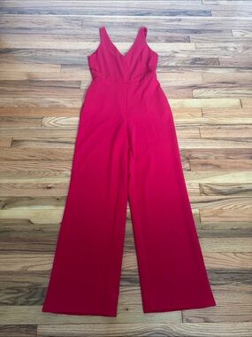 Crystal Sky V-Neck Jumpsuit Red Medium